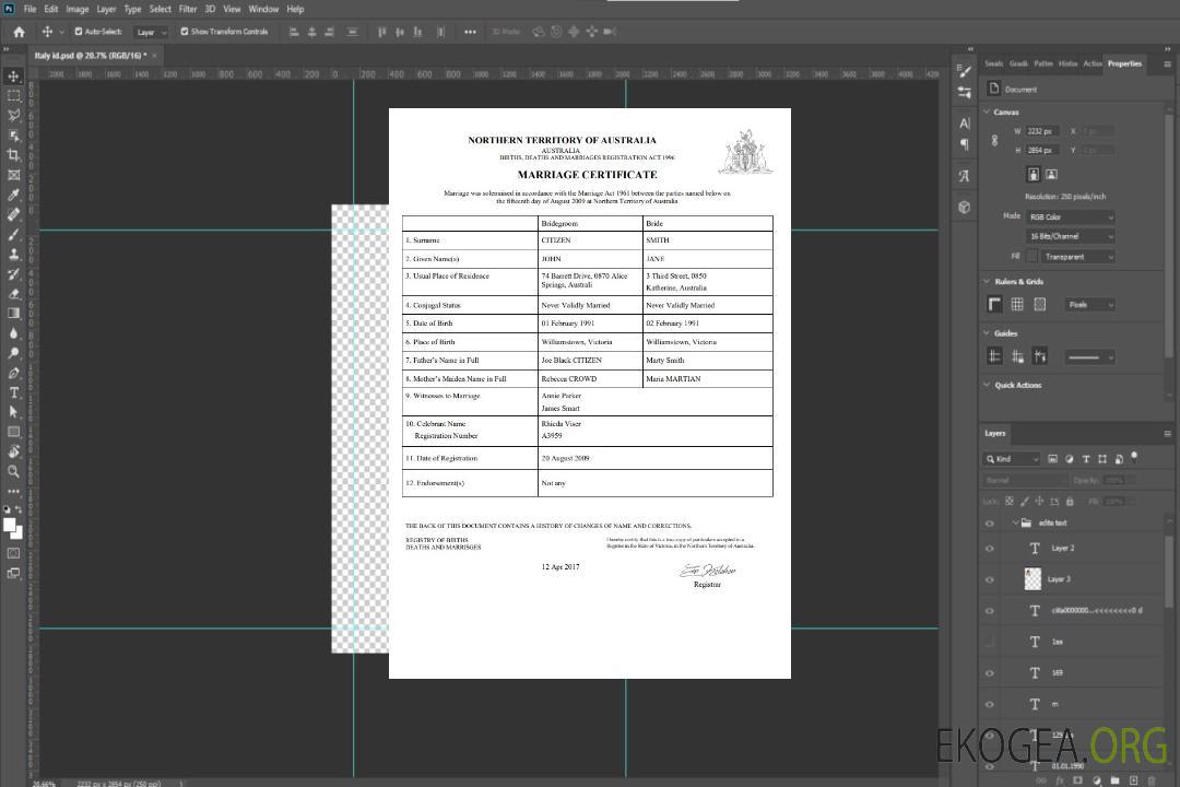 Modèle de certificat de mariage Australie Territoire du Nord de l'Australie dans Word template